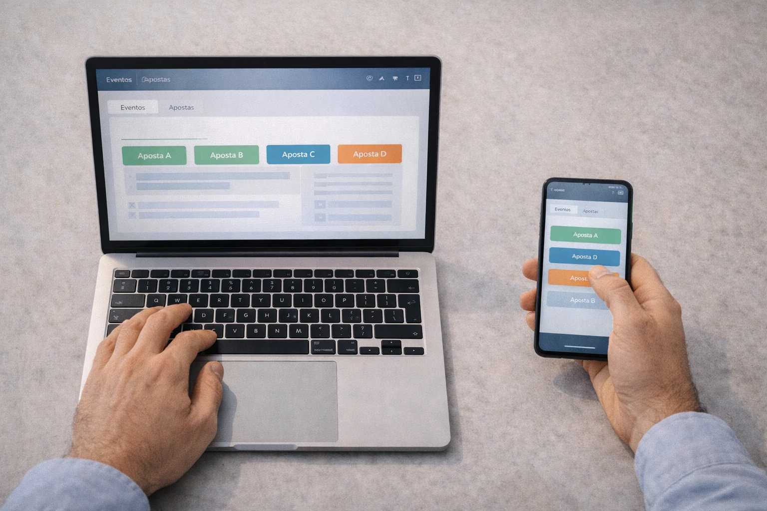 Interface intuitiva e moderna de plataforma de apostas desportivas