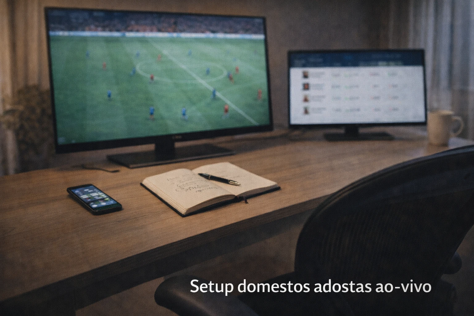 Configuração profissional para apostas ao vivo com múltiplos ecrãs e dispositivos